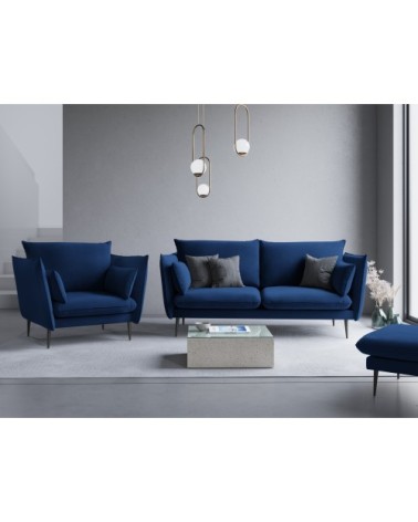 Fauteuil 1 place en velours bleu roi