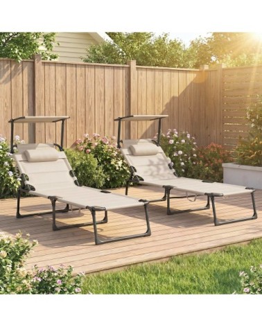 Transat pliable réglable multi-positions acier crème