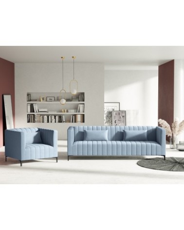 Fauteuil 1 place en velours bleu clair