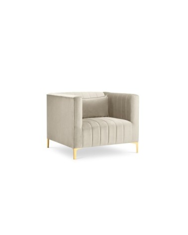 Fauteuil 1 place en velours beige