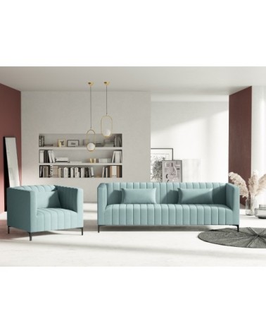 Fauteuil 1 place en velours menthe