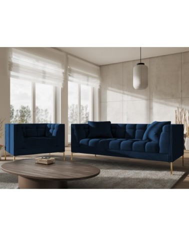 Fauteuil velours bleu roi 1 place