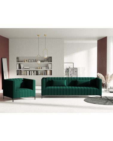 Fauteuil 1 place en velours vert bouteille