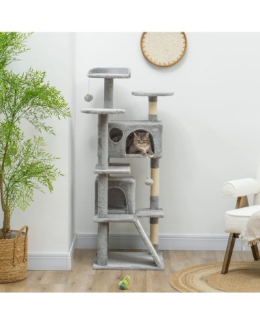 Arbre à chat panneaux de particules gris clair
