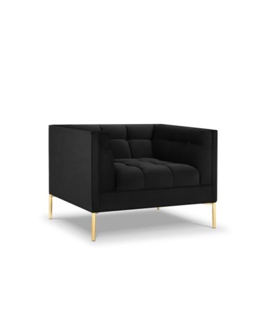 Fauteuil velours noir 1 place