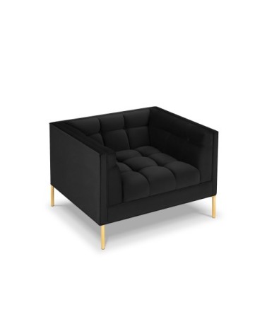 Fauteuil velours noir 1 place