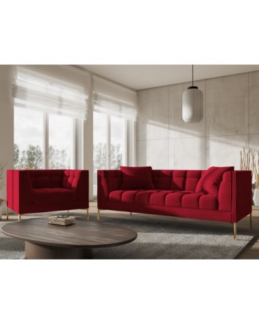 Fauteuil velours rouge 1 place