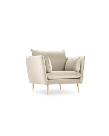 Fauteuil 1 place en velours beige