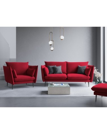 Fauteuil 1 place en velours rouge