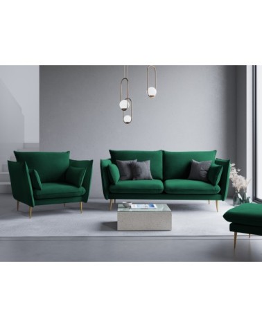 Fauteuil 1 place en velours vert bouteille