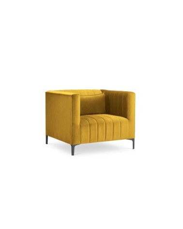 Fauteuil 1 place en velours jaune