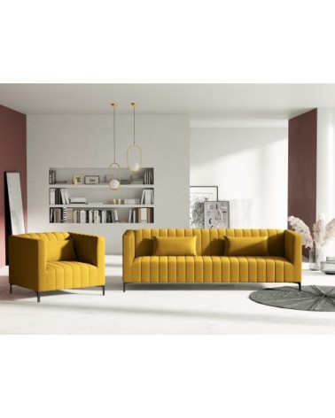 Fauteuil 1 place en velours jaune