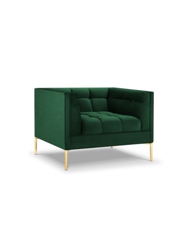 Fauteuil velours vert bouteille 1 place