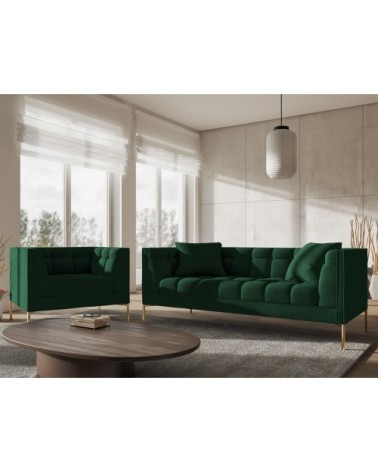 Fauteuil velours vert bouteille 1 place