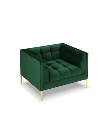 Fauteuil velours vert bouteille 1 place