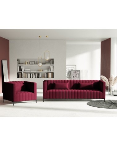 Fauteuil 1 place en velours rouge foncé