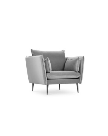 Fauteuil 1 place en velours gris clair