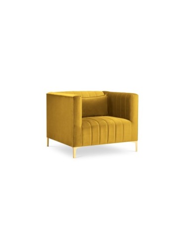 Fauteuil 1 place en velours jaune