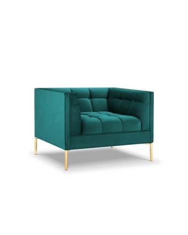 Fauteuil velours turquoise 1 place