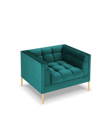 Fauteuil velours turquoise 1 place