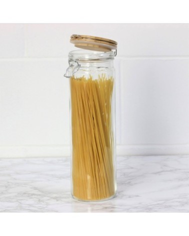 Bocal de cuisine hermétique en verre couvercle en bambou 1,9L