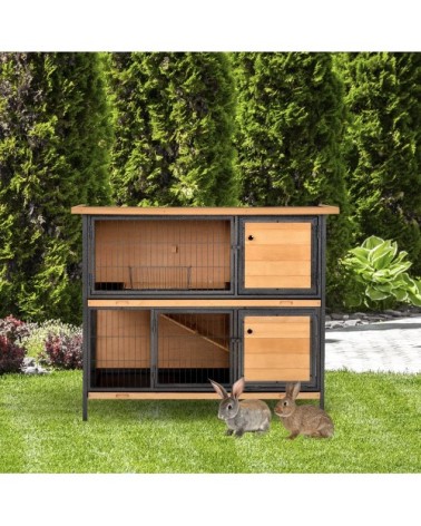 Clapier à lapin bois massif bois naturel