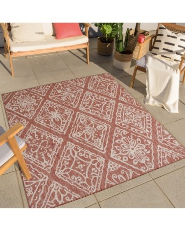 Tapis avec ornement floral rose - 200x200