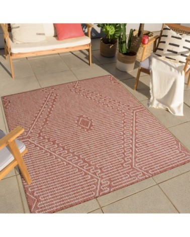 Tapis motifs géométriques rose - 200x200