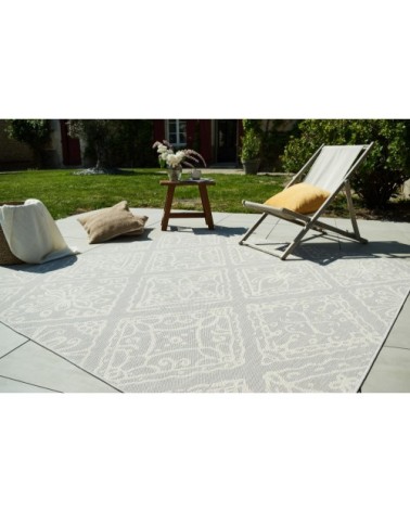 Tapis avec ornement floral gris - 120x160