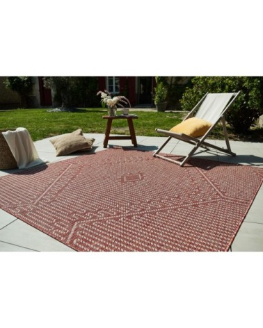 Tapis motifs géométriques rose - 120x160
