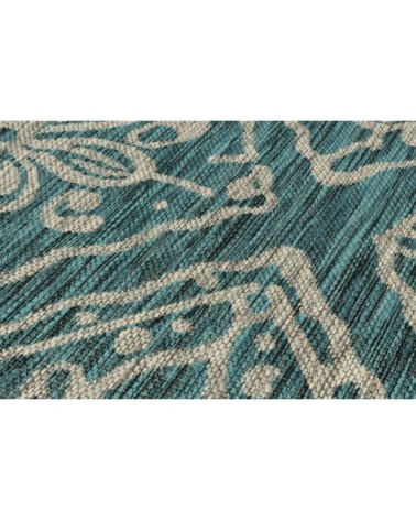 Tapis avec ornement floral turquoise - 160x230