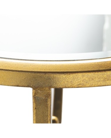 Table d'appoint ronde en métal doré et plateau miroir 49x49x62cm