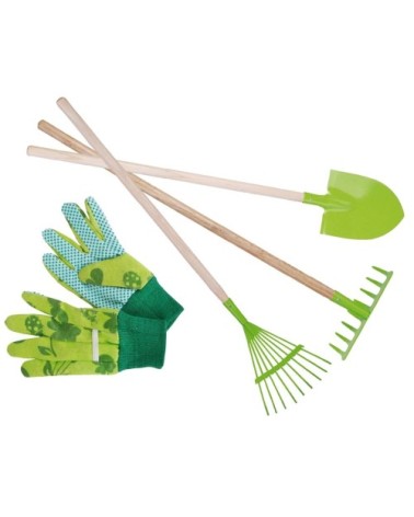 Kit petit jardinier accessoires pour enfant en métal gants + grands ou