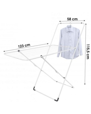 Sèche linge pliable avec portant - L123 cm - Blanc