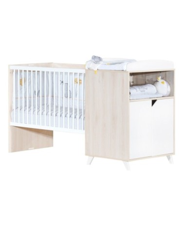 Lit Combiné Evolutif 120x60 en 90x190 en Bois Beige