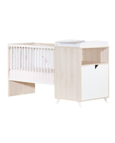 Lit Combiné Evolutif 120x60 en 90x190 en Bois Beige