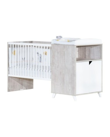 Lit Combiné Evolutif 120x60 en 90x190 en Bois Gris foncé