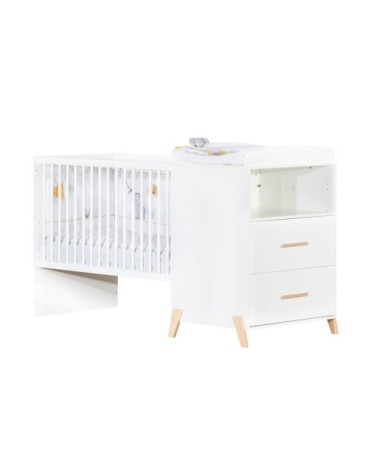 Lit Combiné Evolutif 120x60 en 90x190 en Bois Blanc