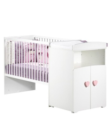 Lit combiné évolutif 120x60 en 90x190 en Bois Blanc