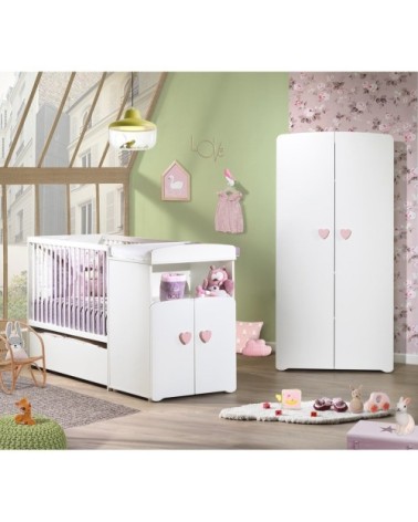 Lit combiné évolutif 120x60 en 90x190 en Bois Blanc