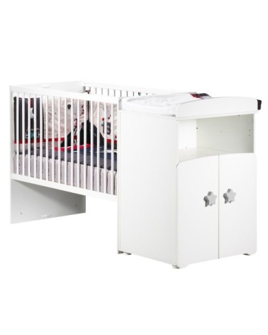 Lit combiné évolutif 120x60 en 90x190 en Bois Blanc