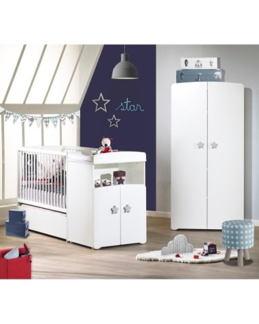 Lit combiné évolutif 120x60 en 90x190 en Bois Blanc