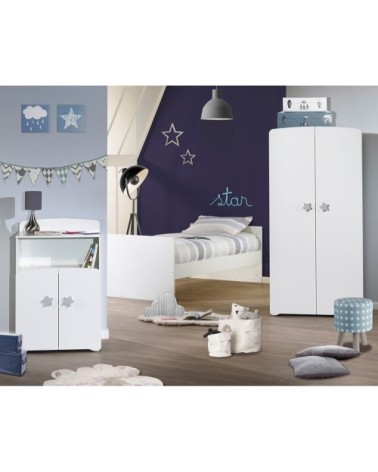 Lit combiné évolutif 120x60 en 90x190 en Bois Blanc