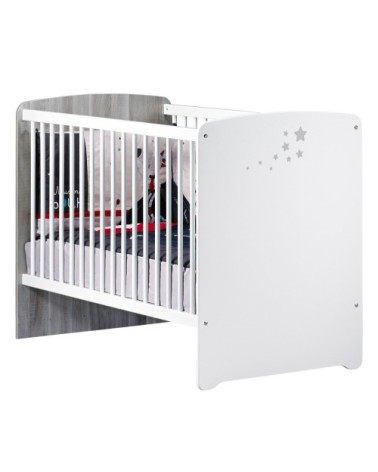 Lit 120x60 à barreaux sérigraphié en Bois Blanc