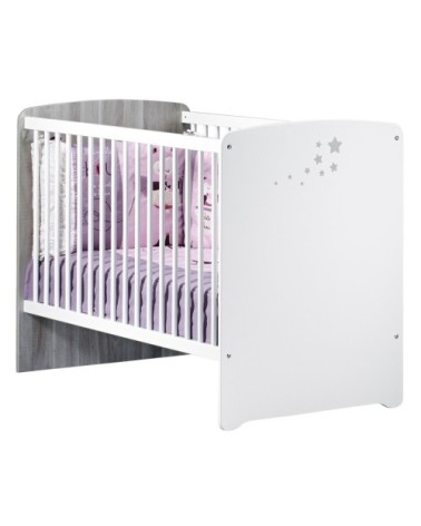 Lit 120x60 à barreaux sérigraphié en Bois Blanc