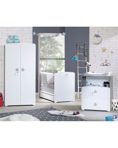 Lit 120x60 à barreaux sérigraphié en Bois Blanc