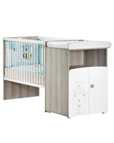 Lit combiné évolutif 120x60 en 90x190 en Bois Blanc