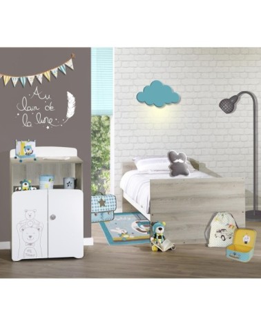 Lit combiné évolutif 120x60 en 90x190 en Bois Blanc