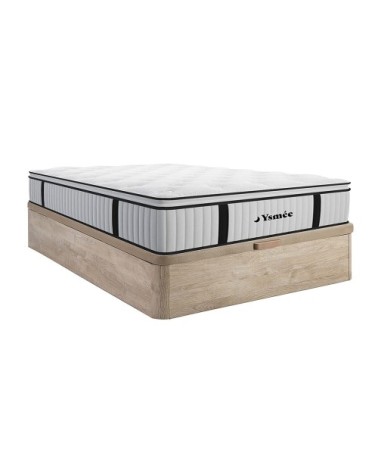 Matelas et sommier coffre effet bois 160 x 200