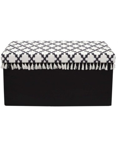 Banc coffre noir pliable couvercle à motifs pampilles mirage